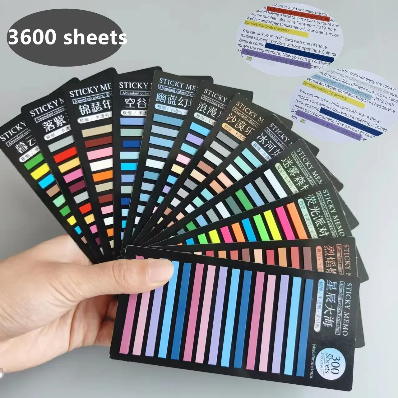 Sticky Stationery 3600 Books Sheets Aesthetic Annotation Transparentes It Posted Bookmarks Notepad Read Notes Self-adhesive Tabs