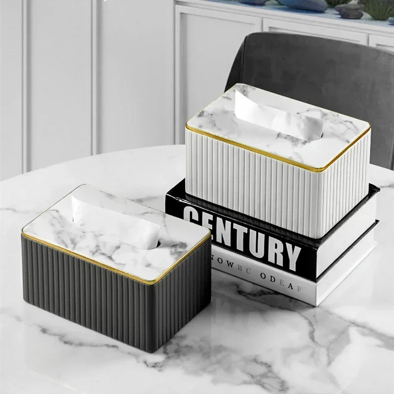 Leather Tissue Storage Box Marbling Paper Drawer Korean Creative Vertical Pattern Tissue Box Car Home Hotel Storage Supplies 3