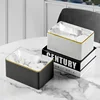 Leather Tissue Storage Box Marbling Paper Drawer Korean Creative Vertical Pattern Tissue Box Car Home Hotel Storage Supplies 3