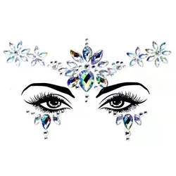 Temporary Women's Tattoo Stickers with Rhinestone and Crystal Face Decorations (02)