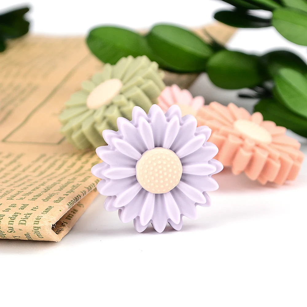 Silicone Beads 10pcs LOFCA Daisy Sunflower Cute Food Grade Teether BPA-Free Baby Toy Chain Accessories