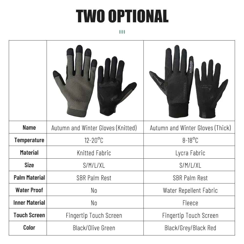 ThinkRider Cycling Gloves Winter Full Finger MTB Bike Bicycle Sports Gloves Men Women Knitted Gym Motorcycle Gloves 3