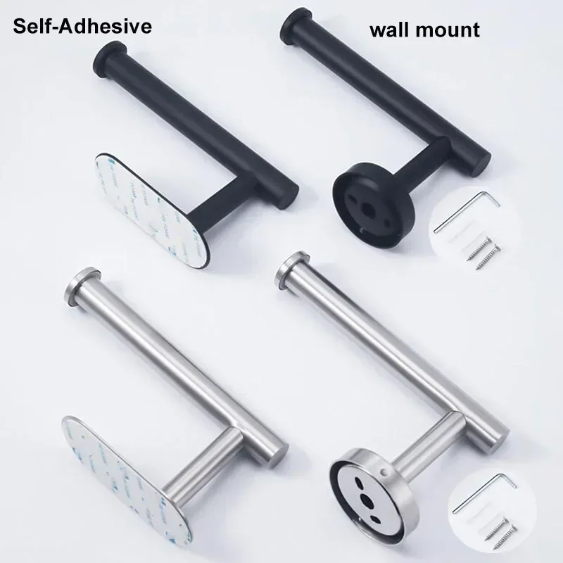 Description Picture 3 of itemblack Toilet Roll Paper Towel Toilet wall Holder Stainless Steel Organizers holder bathroom Self Adhesive Punch-Free Rack Tissue