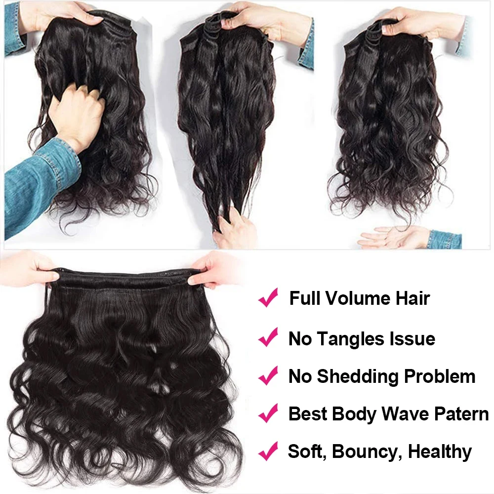15A Body Wave Bundles Brazilian Virgin Human Hair Full Thick Ends 1/3/4 Pcs Natural Weave Hair Extensions Raw Unprocessed