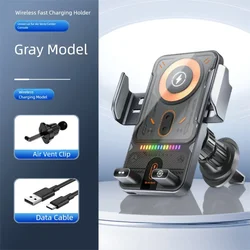 Universal Car Air Vent Phone Holder with 15W Wireless Fast Charging & Electric Rotating Feature (GRAY)