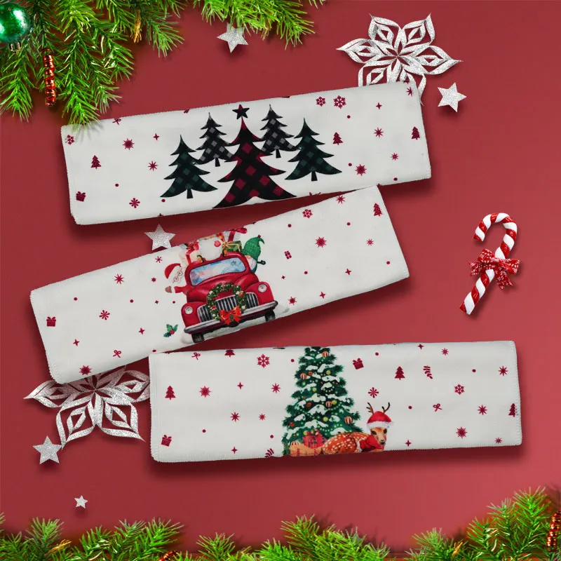 5-pack oblique month three-star Christmas towel, quick drying, absorbent, no fading, no shedding of hair, no shedding of fluff, 4