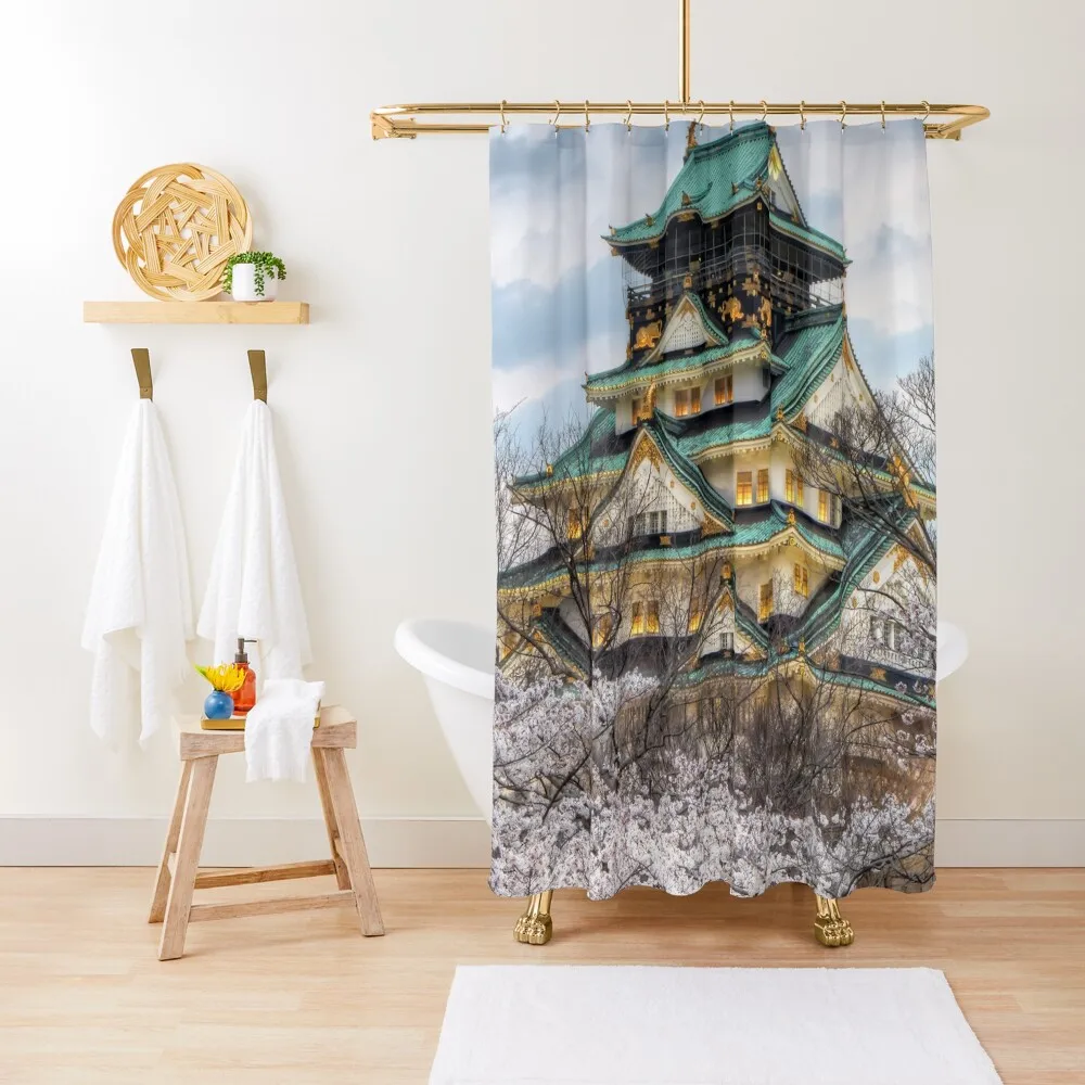 Japan temple Shower Curtain Waterproof Shower Cover Bathroom Box Elegant Bathroom Curtain