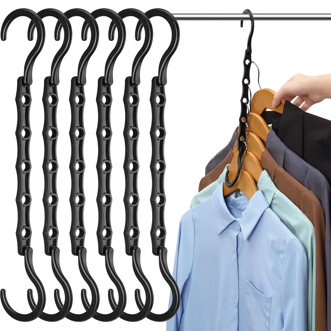 

Space Saving Magic Hangers Sturdy Plastic Holder Heavy Clothes Organizer Rack For Dorms Apartments Small Closet Wardrobe Hooks