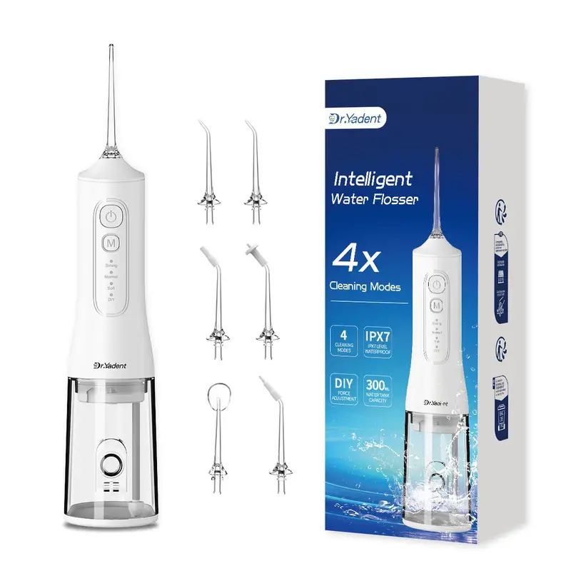 Dr.Yadent YD06 Cordless Oral Irrigator WaterFlosser 300ML Portable Water Jet USB-C Fast Charge 7 Nozzles 4 Modes IPX7 Waterproof - Image 8