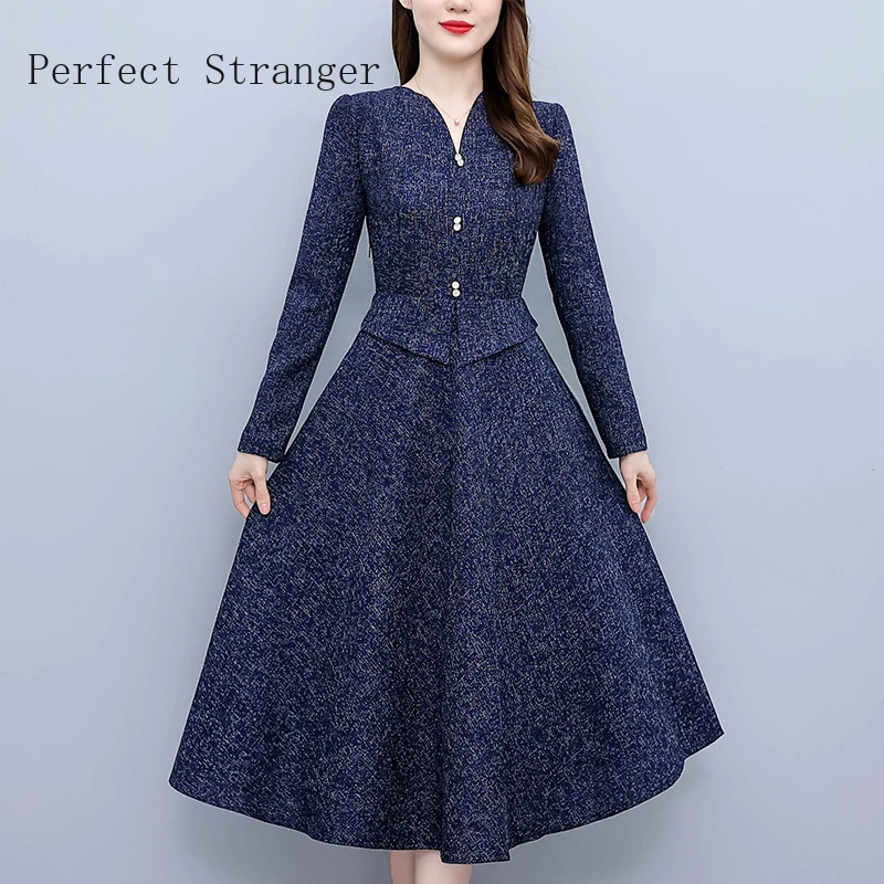 

Женское платье с V-образным вырезом, длинным рукавом