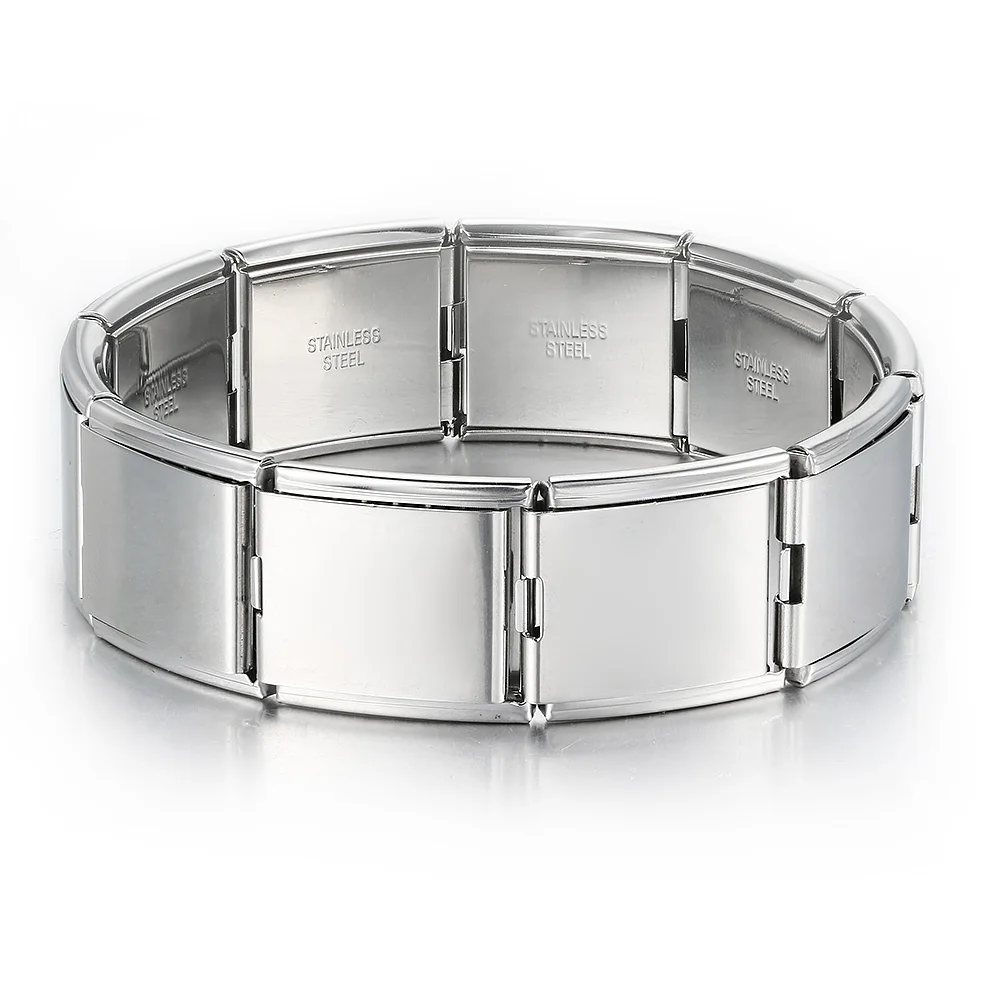 1PC Multifunktionale Grundlegende Italienische Charme Link Charme Breite 9mm Perlen Spleißen Elastische Edelstahl Armbänder DIY Schmuck – Detail 4