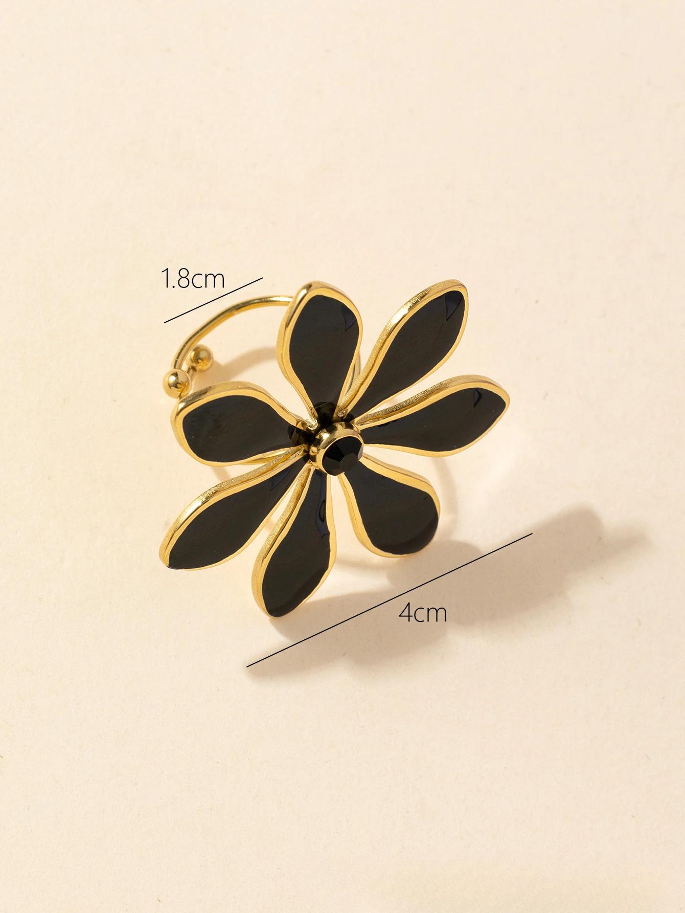 Mode Frauen Nette Gold Überzogene Flora Emaille Epoxy Edelstahl Einstellbare Ring Für Sommer Böhmen Stetement Schmuck – Detail 3