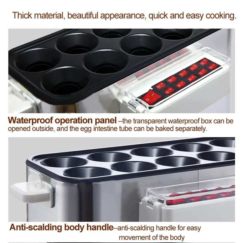 Automatic Rising Commercial Fried Egg Sausage Maker Hot Dogs Baking Machine Breakfast Eggs Roll Omelette Master Roller Boiler EU