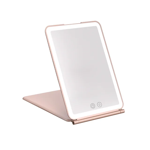 Oglindă de machiaj compactă cu LED, oglindă cosmetică pliabilă cu ecran tactil, cu 3 lumini LED, oglindă cosmetică pliabilă pentru călătorii, oglindă cosmetică cu ecran tactil, oglindă cosmetică ... pliabilă pentru călătorii, oglindă cosmetică cu 80 de lumini LED_voghion.com