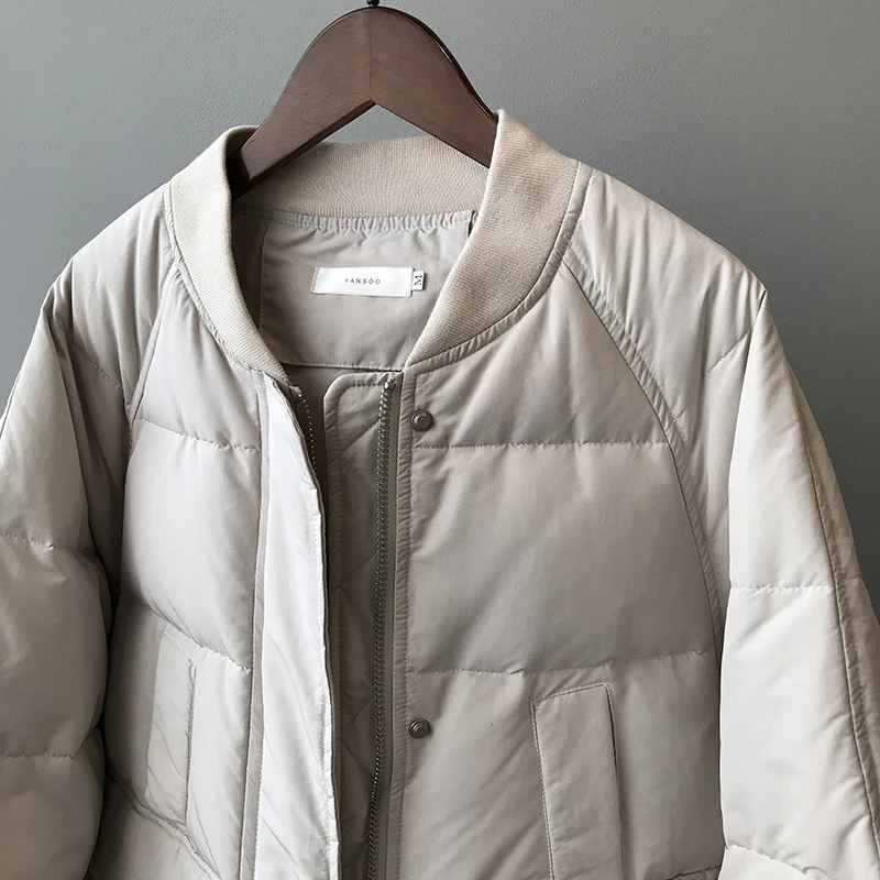 QOERLIN Vintage Zipper Baseball Cotton Puffer Jacket Women Winter New Korean Casual Loose Thicken Warm Coat with Pocket Overcoat