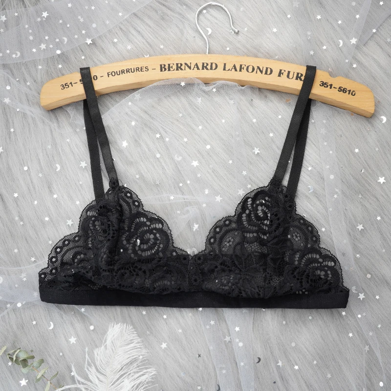 Women Ultra Thin Sexy Lace Bras Transparent Wireless Push Up Bra Unlined Comfort Underwear Bralette Sexy Lingerie Top