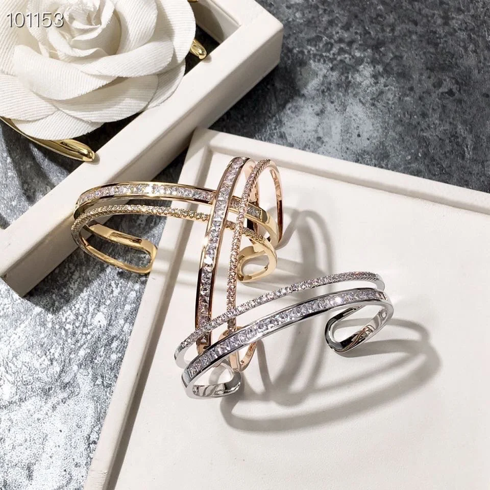 2022 Hot Trend Brand Double Row Diamond Small Square Diamond C-shaped Double-layer Bracelet Process Natural Malachite Feminine