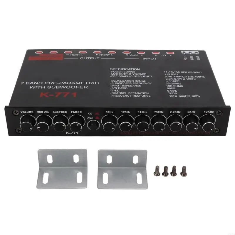 242A Metal Automobile Sound Stereo Equalizer Easy to Install Suitable for Precise Frequency Adjustment Optimally Sound Tuning