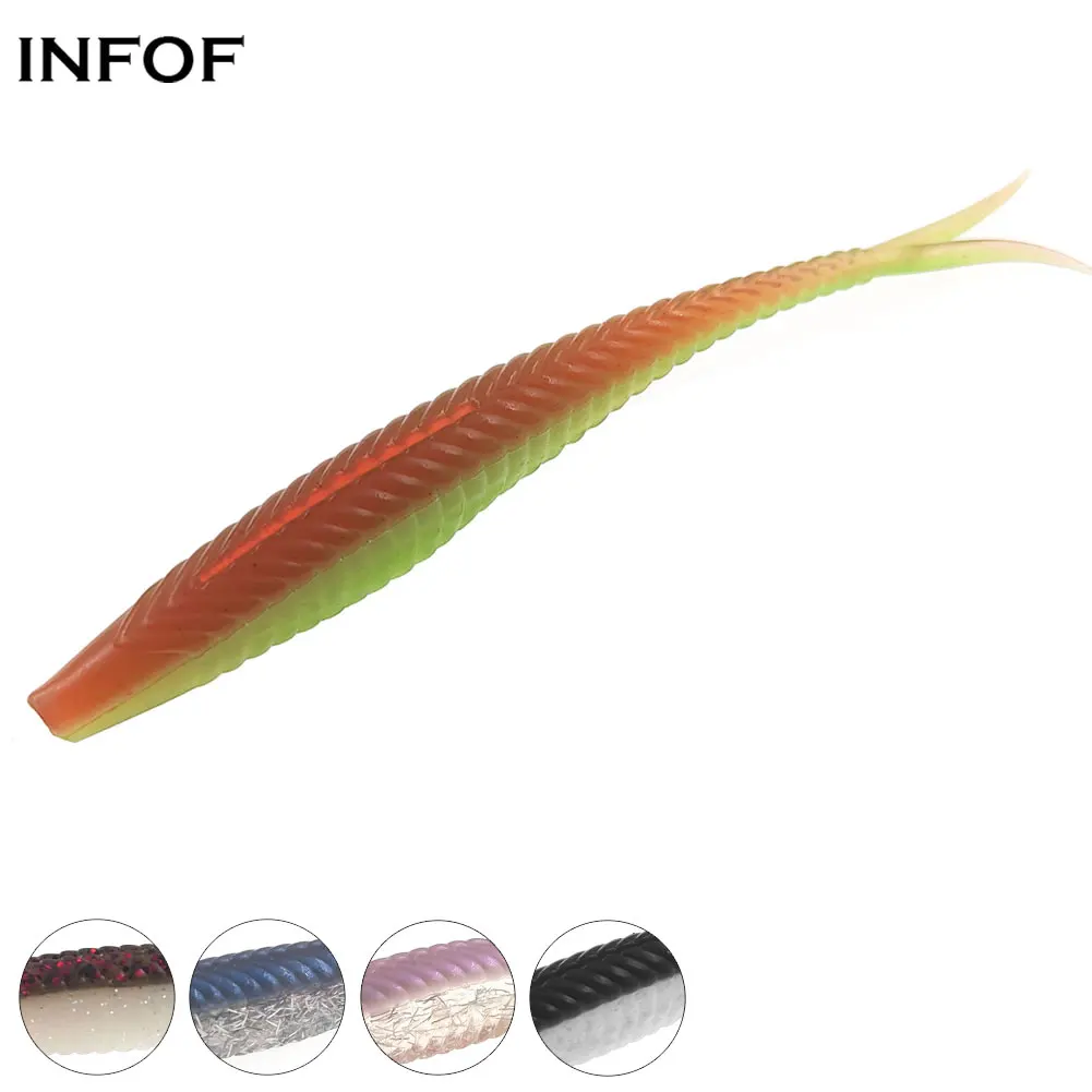 

INFOF 5-pieces Soft Baits 12cm/7g Jerk Baits Fork Tail Bass Fishing Jig Lure Shad Silicone Artificial Bait Wobblers