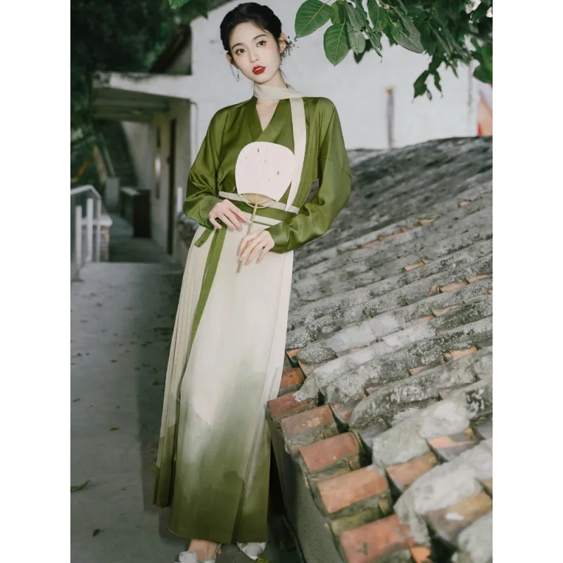 

New Chinese-style Ming System Improved Ancient Style Horse-faced Skirt Suit Daily Hanfu Skirt Clothing Set Women's Hanfu Dress