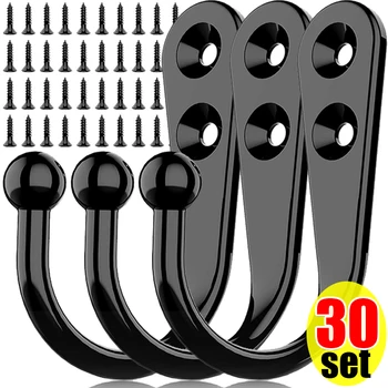 30/1 ensemble de crochets en alliage avec vis, cintres muraux suspendus pour manteau, serviettes, sacs, capuchons, crochet, cuisine, salle de bains, supports de rangement 1