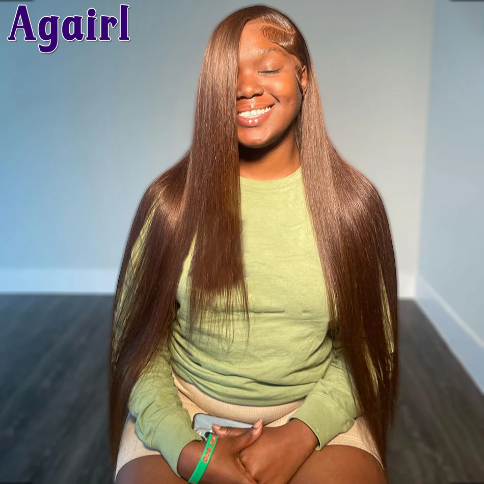 

Chocolate Brown Straight 13X6 Lace Frontal Wig 200% PrePlucked 13X4 Lace Front Glueless Human Hair Wig 6X4 Closure Wig for Women