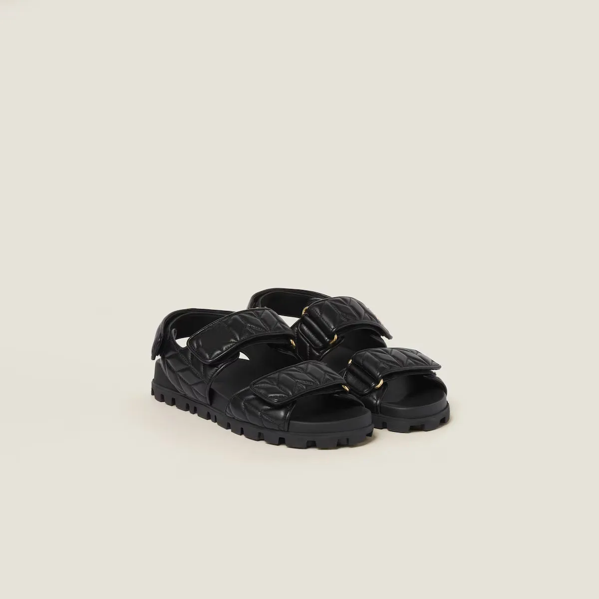 

Women's Shoes Sporty Matelasse Nappa Leather Sandals Black White Logo Brand Vipol 9992403192143