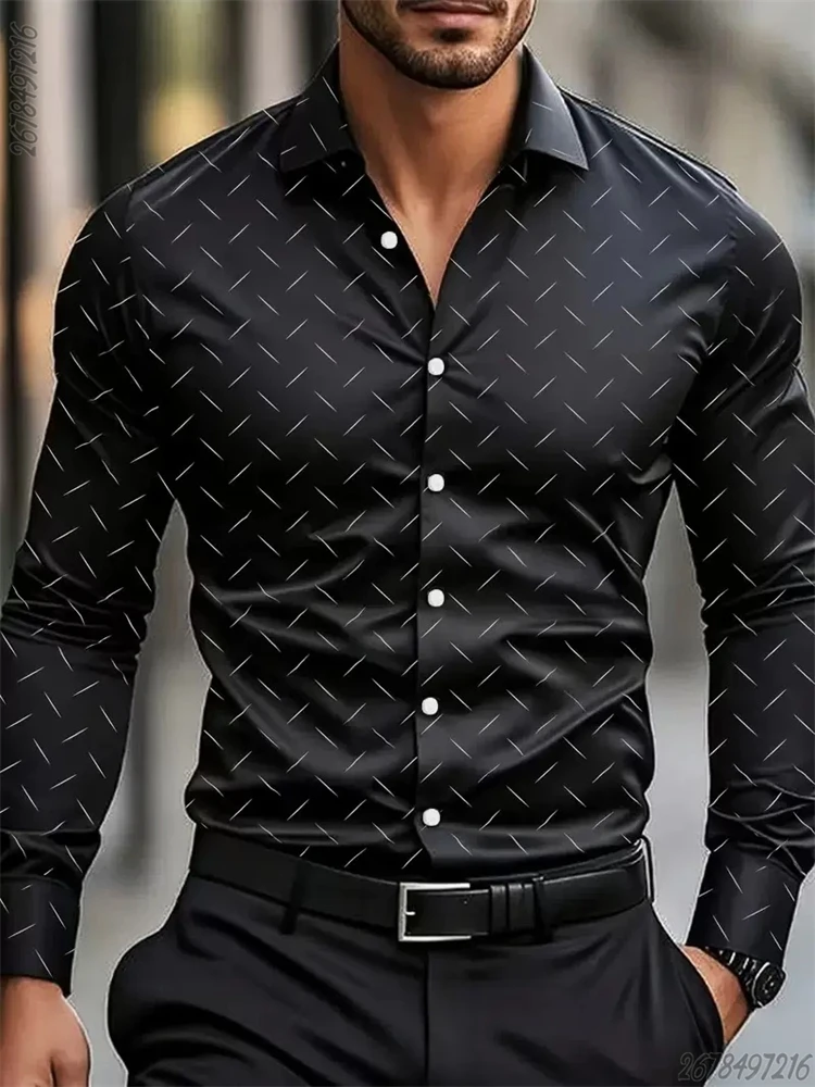 Men’s long sleeve geometric pattern business casual shirt in multiple colors01