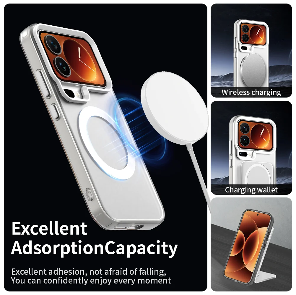 Transparent Frosted Matte Magnetic Wireless Charging Case with MagSafe Compatibility