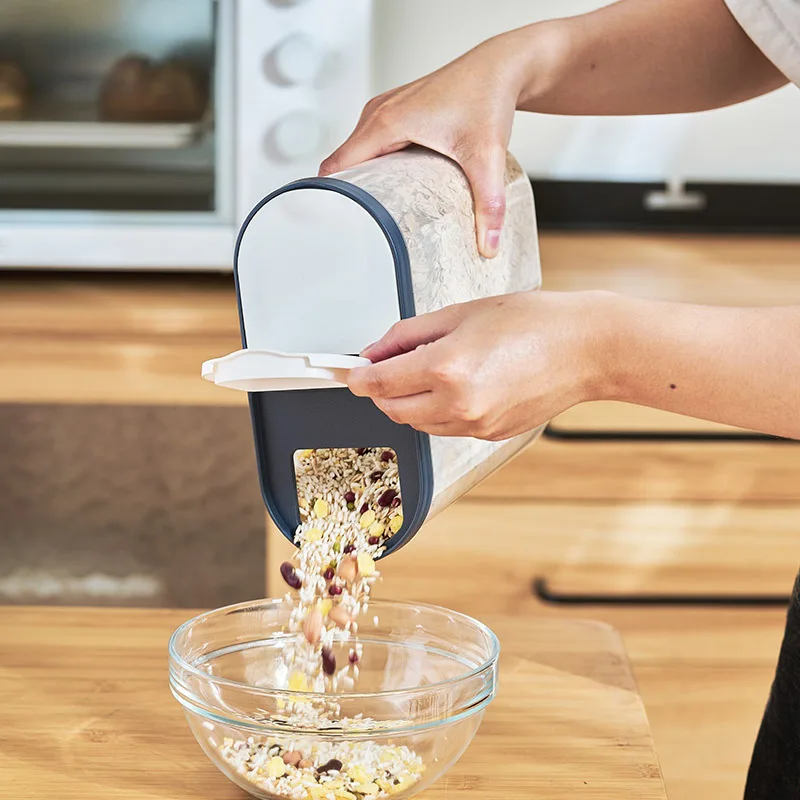 주방 식품 보관 용기 플라스틱 상자 항아리, 대량 시리얼 파스타 쌀 디스펜서, 뚜껑이 있는 가정 캐비닛 냉장고 보관 항아리 