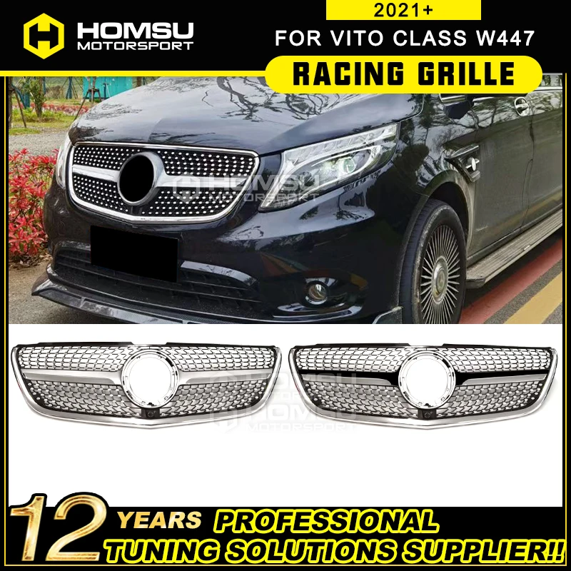 

2021 год 2022 Vito Алмазная решетка для merced Новый Vito класс W447 передний бампер решетка семь сидений Vito модель решетка с отверстием для камеры