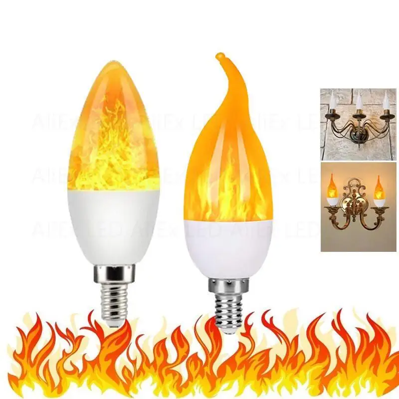 E27 E14 B22 LED Dynamic Flame effect light bulb Multiple Mode Creative corn lamp Decorative light For bar hotel restaurant party