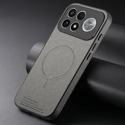 Luxury Leather Back Cover with Magnetic Wireless Charging - Premium Bumper Shell Etui for Poco F9 Pro (GRAY)