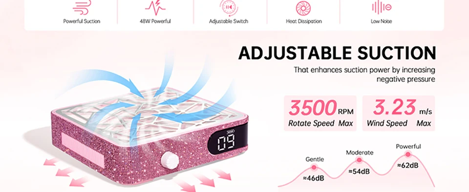Description Picture 4 of itemNail Dust Collector extractor de polvo para unas Powerful Vacuum Fan Vent Dust Collector Extractor Dust Suction Machine forNails