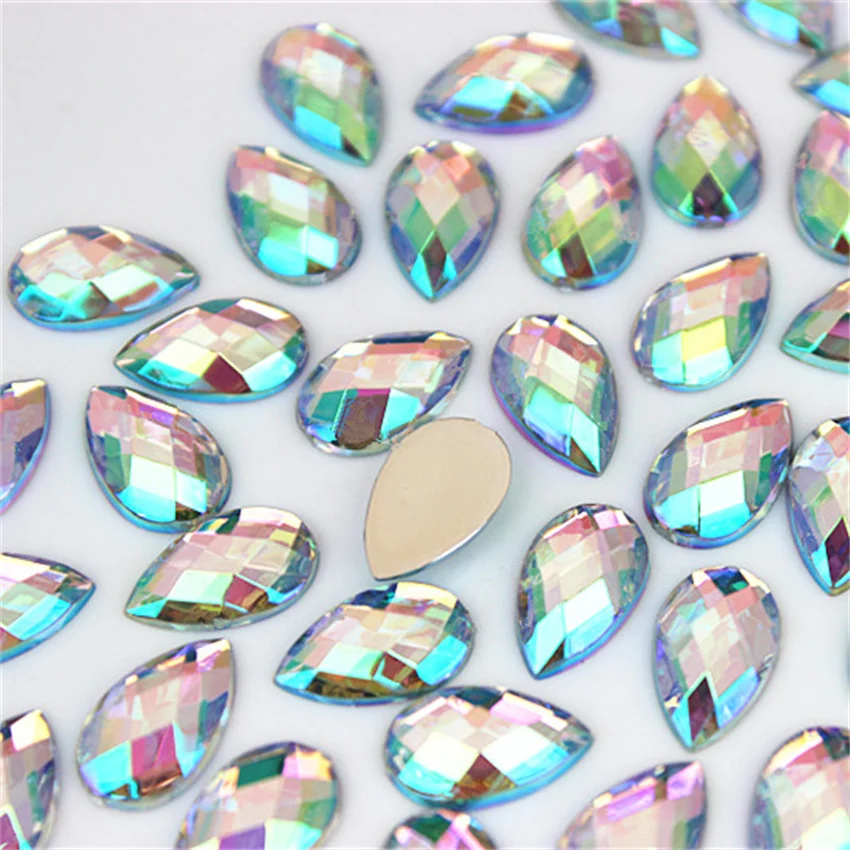 Cong Shao 100pcs 8*13mm 다채로운 플랫 백 드롭 아크릴 라인 석 크리스탈과 돌 의상 Strass DIY 의류 공예 WC762