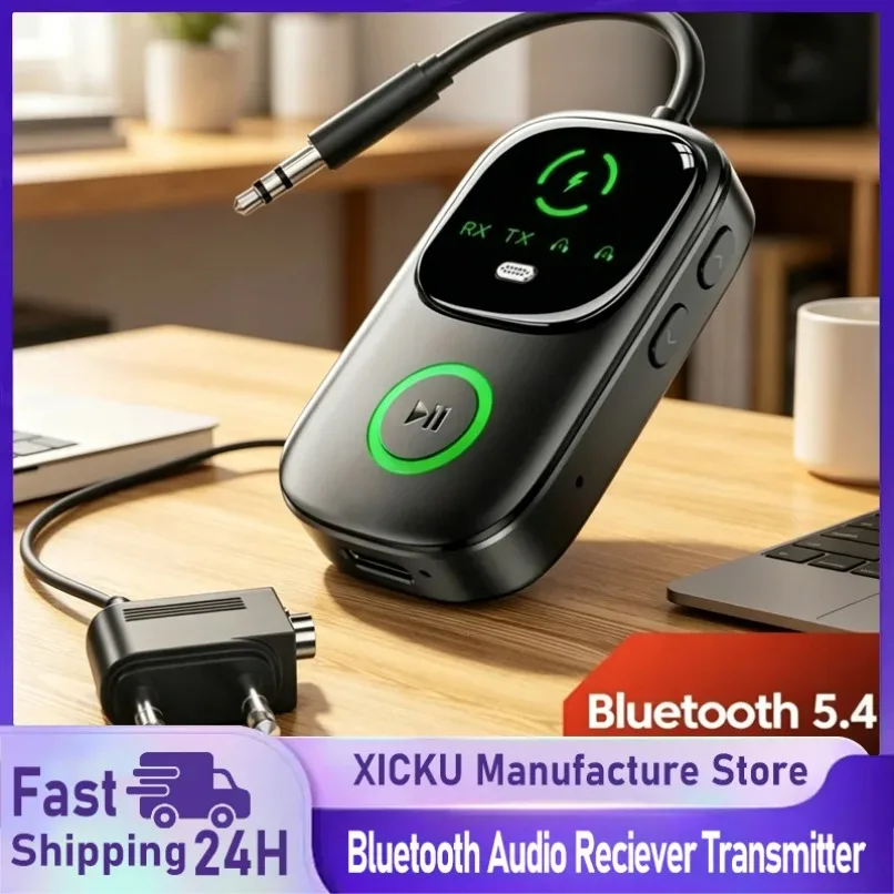 블루투스 5.0 차량용 AUX 오디오 수신기 핸즈프리 HD 통화 차량용 스테레오 운전 통근용 HiFi 음악 어댑터 자동차 액세서리