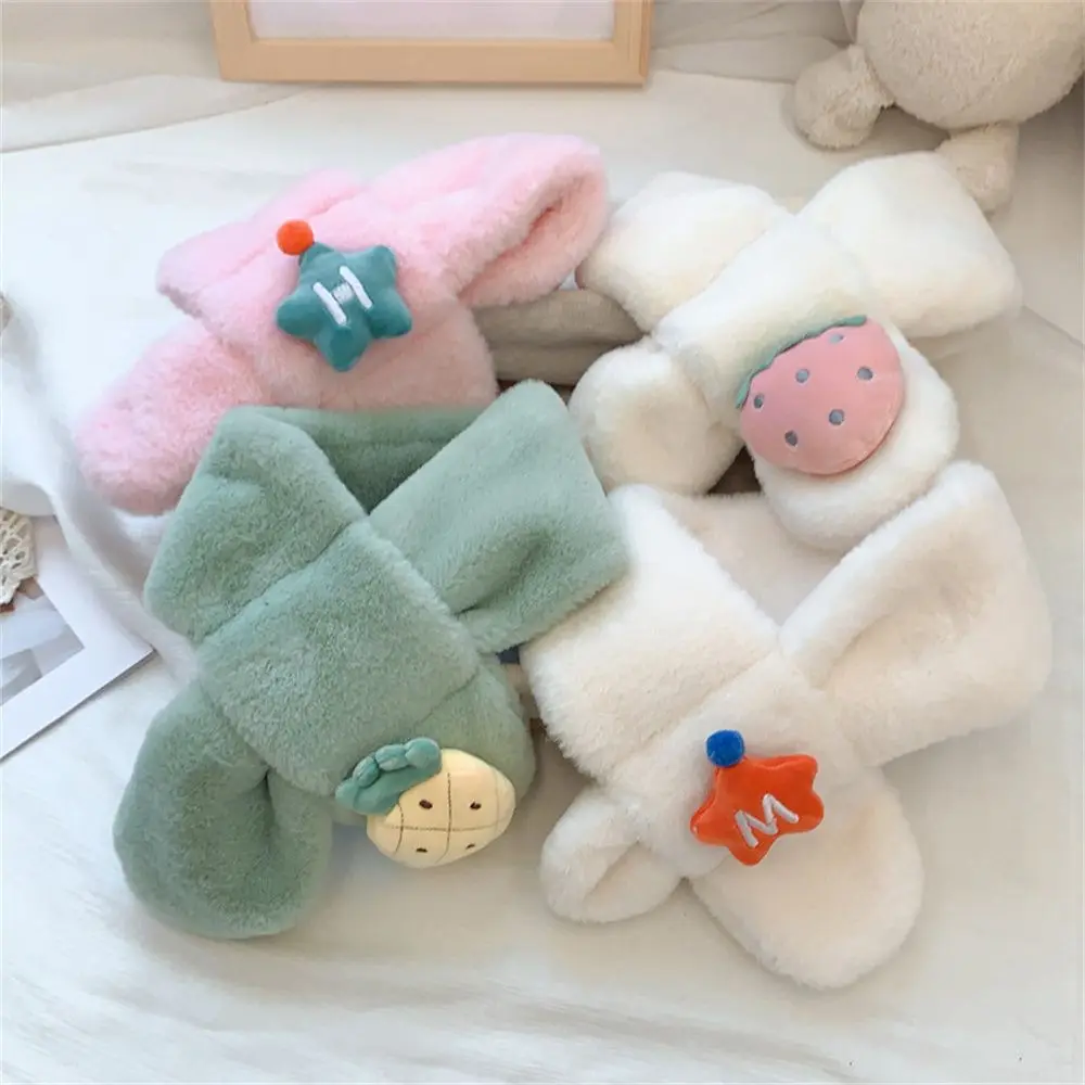 Baby Girls Cute Gift Autumn And Winter Fruit Rabbit Children Soft Scarves Winter Scarf Plush Keep Warm