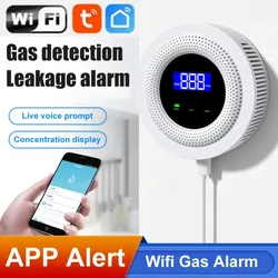 Tuya Smart Natural Gas Alarm Sensor Automatic Smart Control Smart Life App Combustible Gas Leak Detector Tuya Wifi Lcd Display