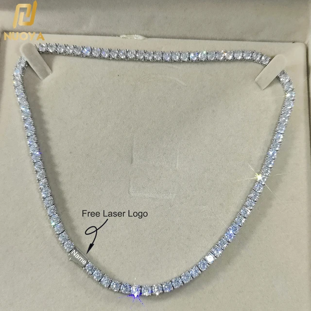 Hip Hop Jewelry Cubic Zirconia Iced Out Tennis Chain Iced Out 18k Gold Plated Bling Necklace For Women Free Custom Laser Logo 1
