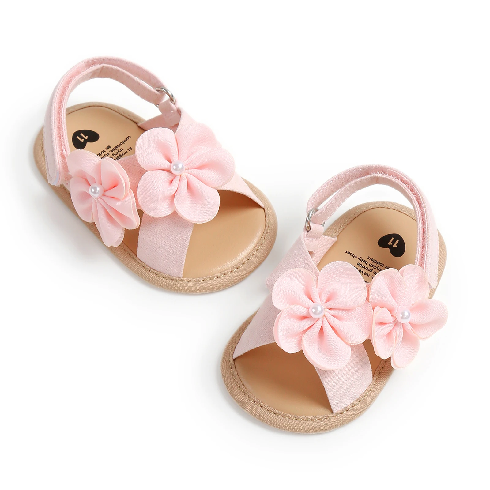 MISOWMNJOY Baby Girls Summer Sandals Beach Shoes Cute Princess Flower Flat Shoes Soft Sole Non-slip Infant First Walker Shoes 6