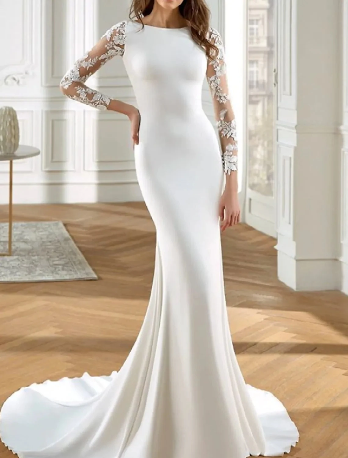 

Женское свадебное платье-русалка, сексуальное платье с длинным рукавом, украшенное драгоценностями, свадебные платья, 2023