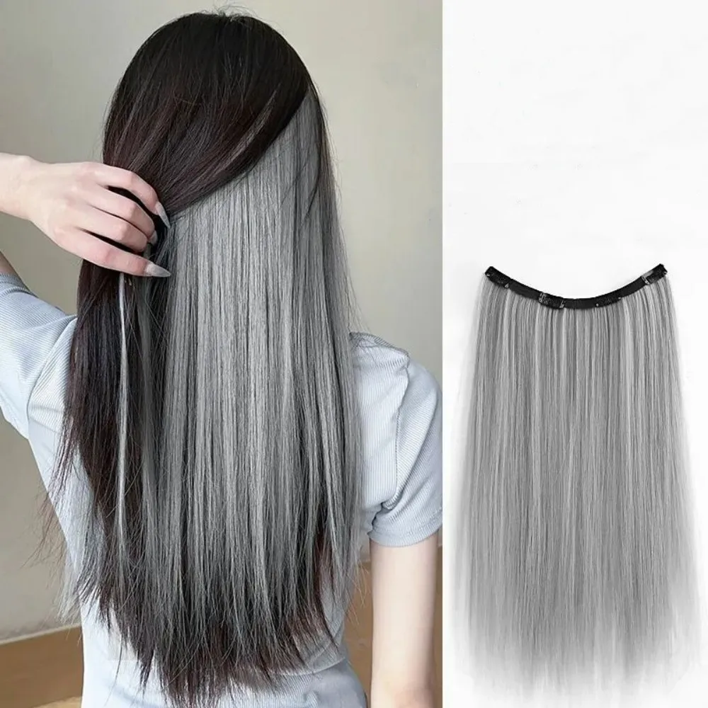 Hair Extensions Versatile Dyed One-piece Synthetic Clip-in Hairpiece for White Hair Natural Feel and Easy-to-Style Extension Seamless Wig Piece