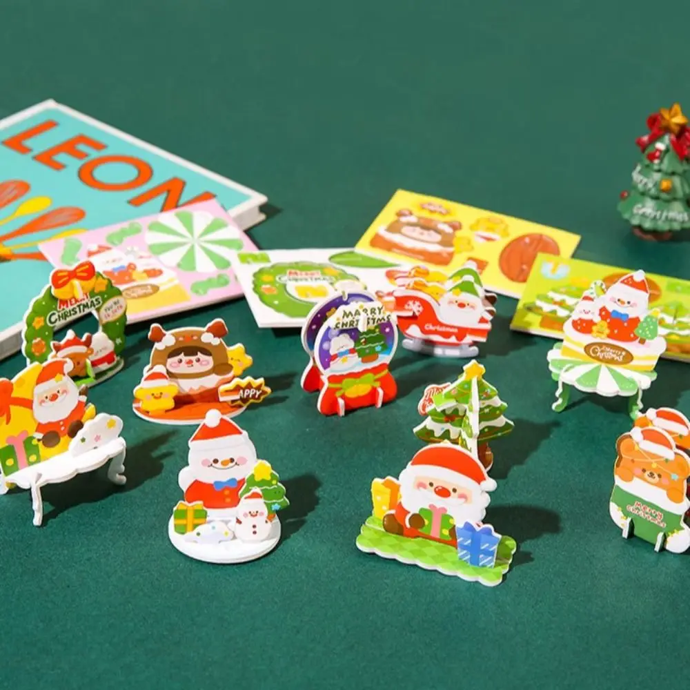 Santa Claus Christmas 3D Puzzle Christmas Tree Snowman Cartoon Kriss Kringle Jigsaw Elk Reindeer Kids Xmas Arts Puzzle 5