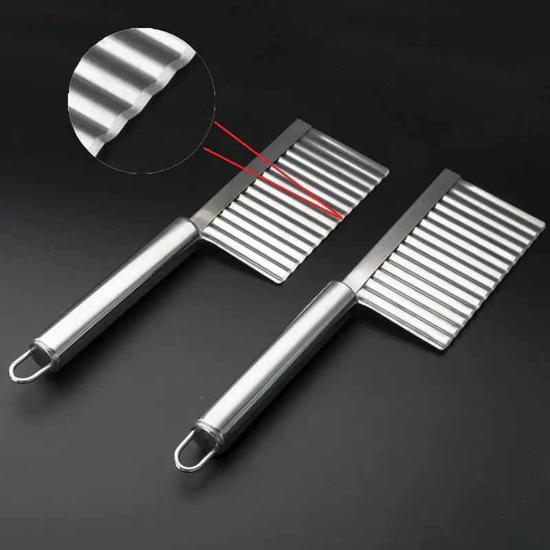 Stainless Steel Potato Chip Slicer Wavy Slicer Knife Corrugated Fruit Vegetable Cutting Knife Household Kitchen Cooking Tools