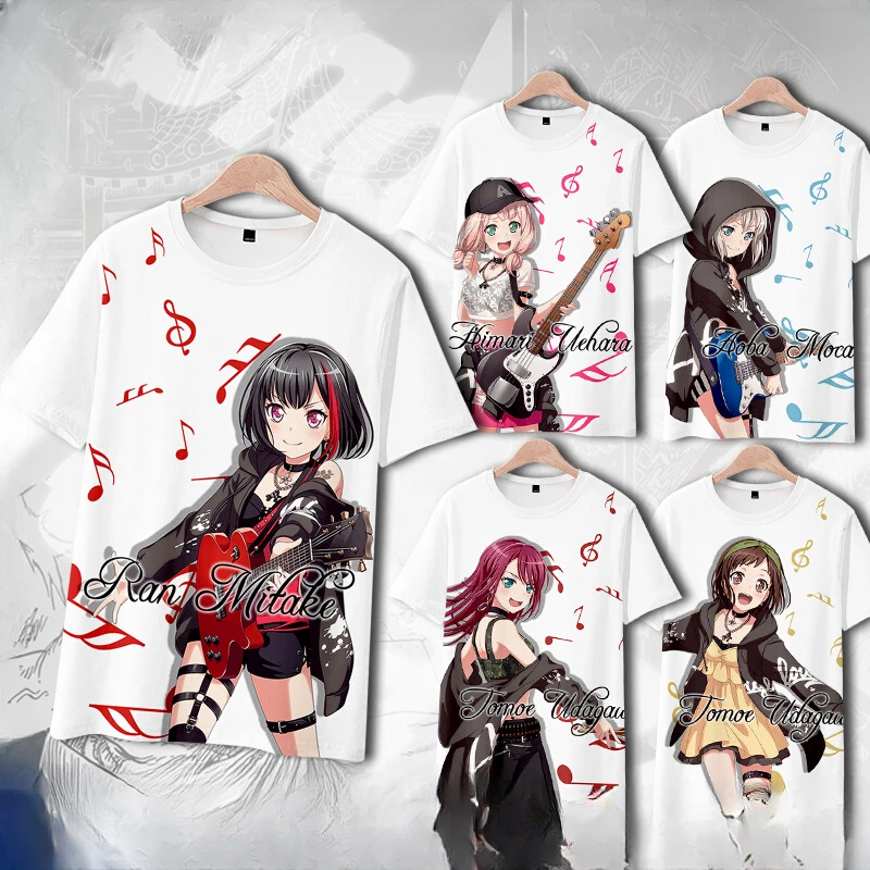 

Anime BanG Dream Afterglow 3D Print T Shirt Women Men Ran Mitake Moca Aoba Himari Uehara Tomoe Udagawa Cosplay Graphic Tees