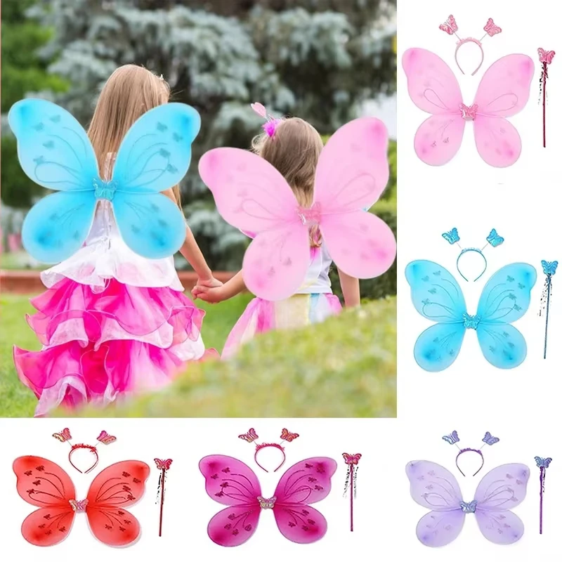 Ailes De Fée Papillon Pailleté - Blanc Taille 41x34cm - Pour Fille 3-8 Ans - Déguisement Princesse
