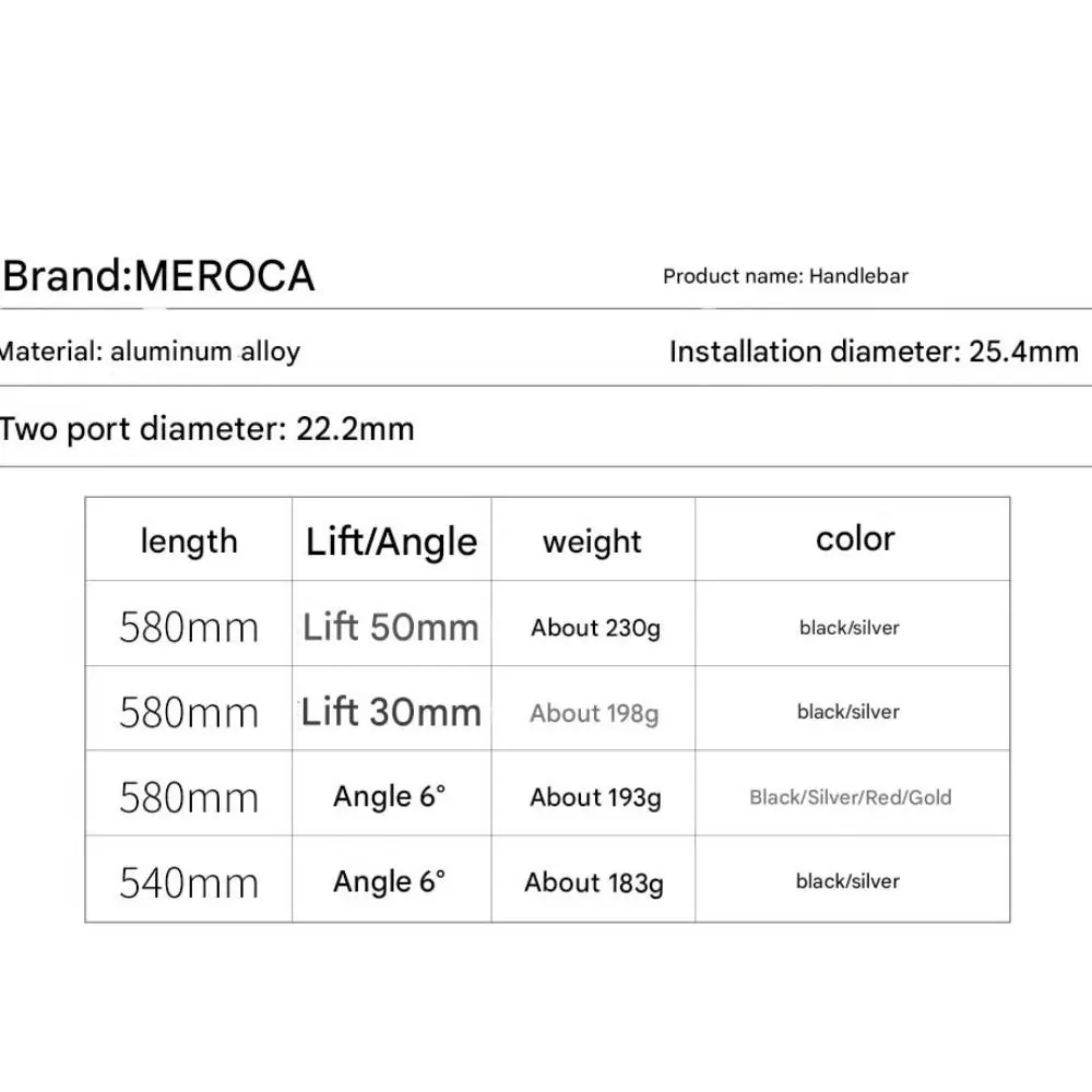 Durable MEROCA Bike Handlebar Straight/Swallow Bicycle Riser Handlebar Aluminum Alloy Bicycle Parts Cycling Accessories