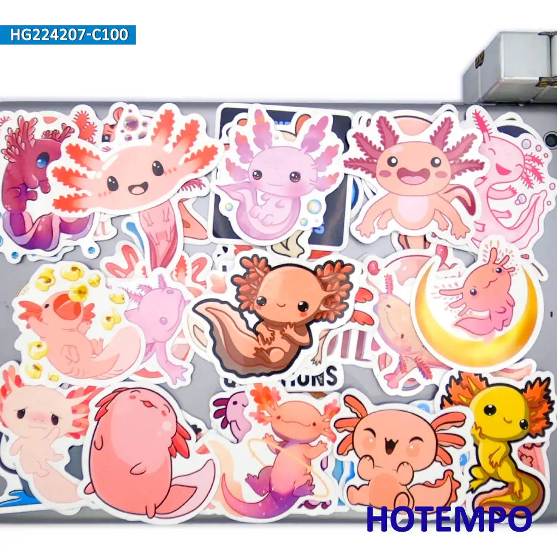 50/100 Stück, lustige Axolotl Aufkleber, Niedliches Cartoon-Muster, Tieraufkleber, für Sammelalbum, Notizbuch, Fahrrad, Auto, Laptop, Telefon, Gepäck, Skateboard, Gitarre, Aufkleber Spielzeug – Detail 8