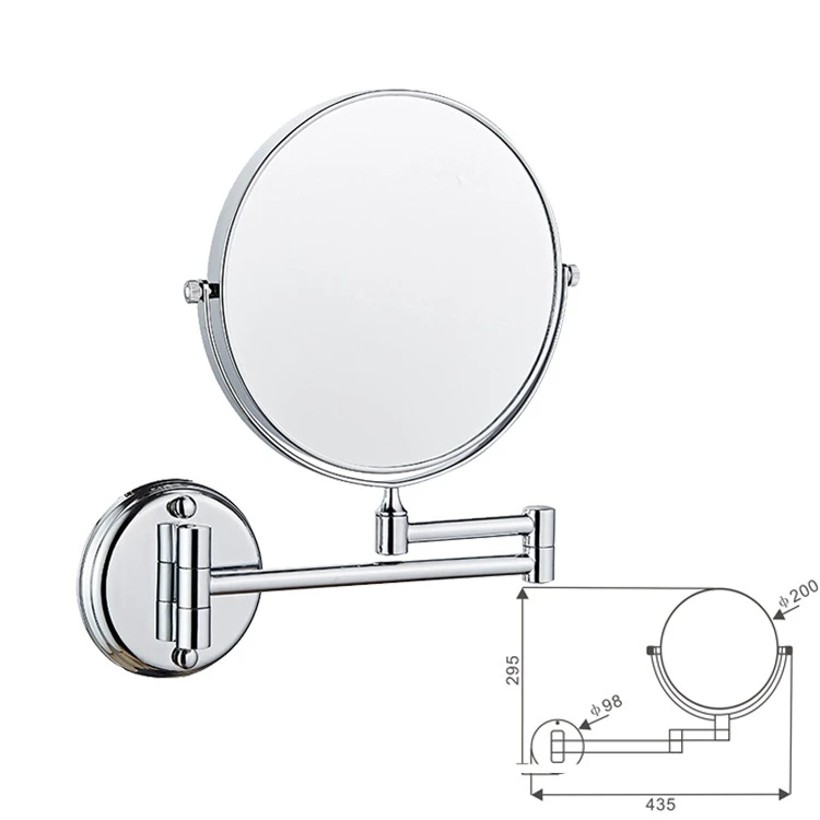 Bathroom Makeup Mirrors 6 inch Wall Mounted Bathroom Mirror 360 Degree Telescopic Folding 2-Face Double Bath Cosmetic Mirrors 5