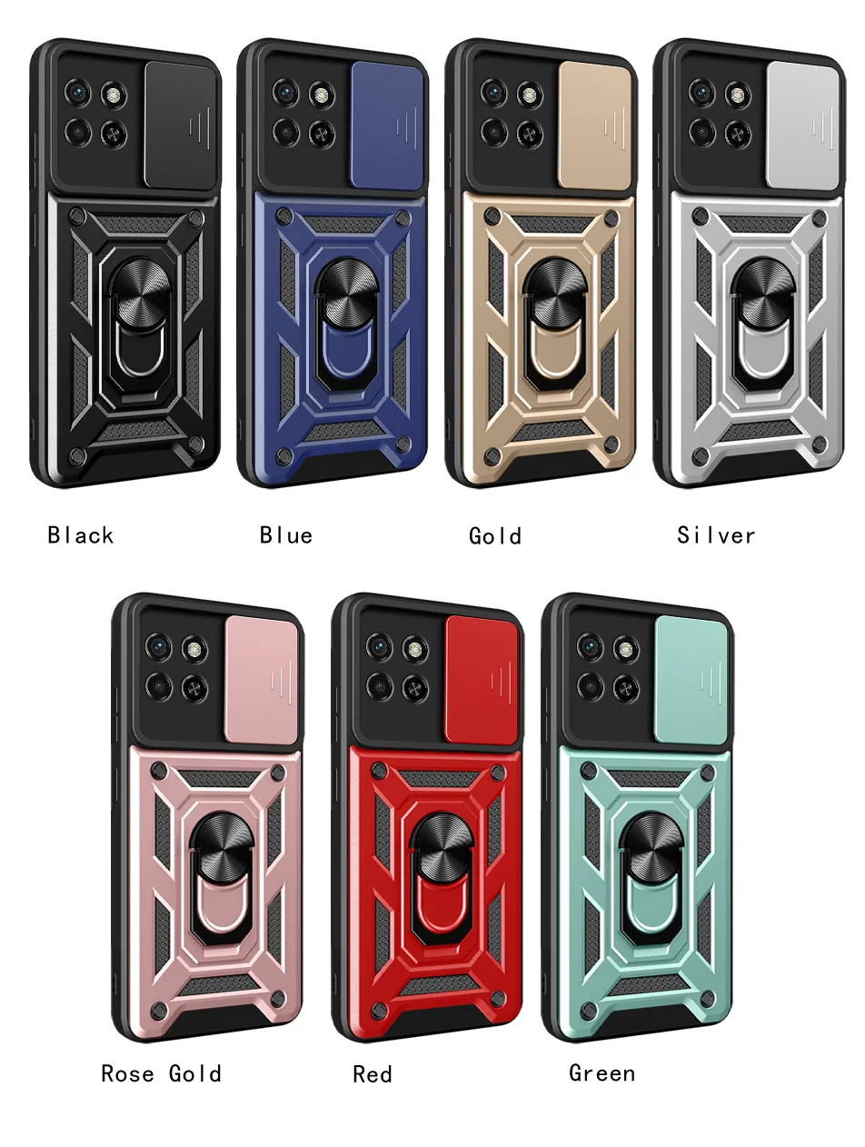 Armor Hybrid Metal Rotating Ring Back Cover with Camera Protection